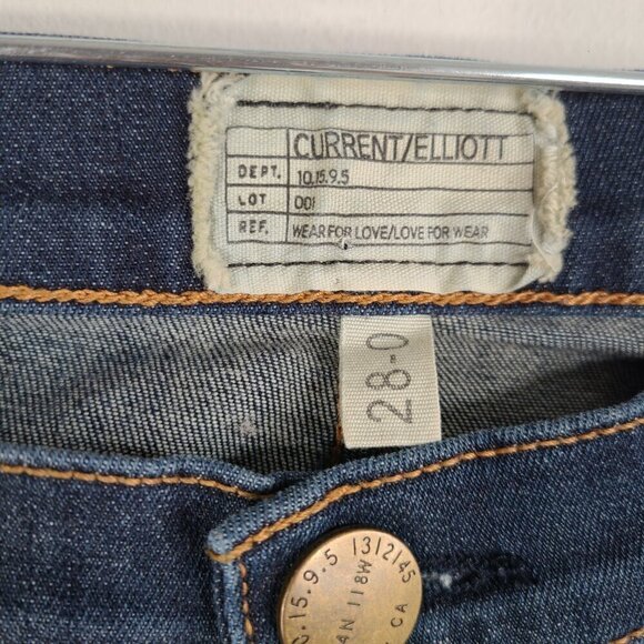 Current Elliot Stilleto Typhoon Destroy Dark Wash Distressed Denim Jeans - Picture 8 of 10